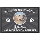 DEL MÀ Unique & Personal Hunde Fußmatte personalisiert Einweihungsgeschenk Wohnung Hund Geschenk zum Einzug ins Haus Fußabtreter Haustür Schmutzfangmatte für Innen 60x40 cm (1 Hund)