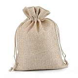 WEKAMOS 12Stücke Atmungsaktive Leinen Kordelzug Tasche Staubdichte Aufbewahrung für Schmuck und Süßigkeiten Beige für Weihnachten und
