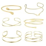 Yeomju Armreif Gold Damen Set, 6 Teiliges Verstellbares Oberarmreif Schmuck, 14K Vergoldet, Minimalistisches Design Für Partys Und Besondere Anlässe