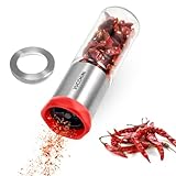 Vucchini Chilimühle Edelstahl & Glas,Chilischneider für grobe Gewürze & trockene Chilis,Gewürzmühle Kräutermühle,Gewürzschneider Schneidwerk