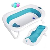 Faltbare Babybadewanne mit Badesitz/Badewanne XXL mit Thermometer zur Kontrolle der Wassertemperatur / 3-Stufen-Badewanne - Ab Geburt bis 3 Jahre