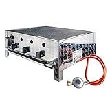DEMA Edelstahl Gasbräter – 3-flammiger Gastrobräter mit 10 kW, Gasgrill & Tischgrill inkl. Grillrost