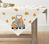 Artoid Mode GNOME Kürbisse Ahornblätter Herbst Tischdecke, Saisonnal Tischwäsche Küche Tisch Dekoration Drinnen Urlaub Party Dekor 85x85 cm