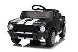 FINOOS Kinder Elektroauto Shelby GT350 12V Kinderauto mit 2,4 GHz Fernbedienung, Kinderfahrzeug mit Hupe, LED, Musik, Sanftstart, Elektrofahrzeug für 1-4 Jahre Kinder (Schwarz)