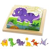 RZMZBY Kinderspielzeug 1 2 3 4 Jahre 6 in 1 Holzpuzzle Dinosaurier Puzzle Kinder 1 2 3 4 Jahre Montessori Spiele Mädchen 1-4 Jahre Holzspiele Kinder 1-4 Jahre Geschenke