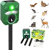 Joomouney Katzenschreck, Garten Katzenschreck Katzenschreck Tierschreck Ultraschall Solar Abschreckung mit PIR Sensor & Blitz 5 Einstellmodi, IPX4 Wasserdicht Solar USB Aufladen für Hund Katze Fuchs