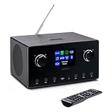 MEDION P85444 2.1 Internetradio mit Subwoofer (DAB+, UKW Radio, Spotify Connect, WLAN, Bluetooth, Streaming, Equalizer, Farbdisplay, USB, AUX, Wecker, Schlummerfunktion, Sleep Timer) schwarz