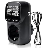 Temperaturregler 230V, Steckdosenthermostat mit VA-Display – Digitaler Thermostat Steckdose mit Timer & Fühler, Temperaturschalter für Gewächshaus, Aquarium, Kühlschrank, Terrarium
