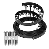 GARDENIX Flexible Rasenkante Kunststoff - Wetterbeständige Rasenabgrenzung Beeteinfassung Rund - Blumenbeet Umrandung - Schwarz, 10 m, 20 Erdanker, 10 cm Höhe für Gärten und Mähroboter
