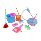 Hperu Kinder-Reinigungsset, 9-teiliges Haushalts-Rollenspiel-Spielzeugset mit Mini-Staubsauger, Mopp, Besen, Werkzeugen für Mädchen und Jungen, Rollenspielspielzeug