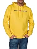 JACK & JONES Hoodie Herren mit Druck JJMORTY Regular Fit Kapuzenpullover Pullover Sweatshirt, Größe:L, Farbe:Solar Power (12303641)