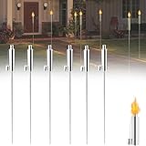 HENGMEI Gartenfackel Fackeln für Garten Edelstahlfackel, Ölfackeln aus Edelstahl Lampenöl für Draußen Deko Gartenparty, Weg, Hinterhöfe, Rasen Beleuchtung(12er Set)