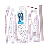harayaa Metrisches Lineal-Set, Schneider-Lineal, biegbare Blusen-Tuch-Design-Schablonen, französisches Kurvenlineal-Set für Schneider und Designer zum Zeichnen, Heimwerken, Nähprojekt, 11 Stück