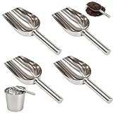 4 Stück Edelstahl Mehlschaufel, Futterschaufel und Eisschaufel, Hochwertige Popcorn Schaufel für Küche, Garten und Tierfutter