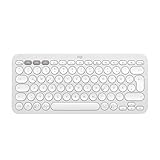Logitech Pebble Keys 2 K380s, kabellose Multi-Device Bluetooth-Tastatur mit anpassbaren Sondertasten, schlank und mobil, Easy-Switch - Windows, macOS, iPadOS, Android, ChromeOS, Deutsches QWERTZ,Weiß