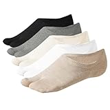 ACMEDE Japanische Tabi Socken - 5 Paar Damen Tabi Socken mit 2 Toe, No Show, Niedriger Schnitt für Sneaker, Bootsschuhe, Kimono Flip Flop - Athletic Cotton Crew Two Toe, Größe 34-39
