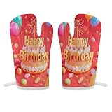 Candy – Gefüllte Ofenhandschuhe mit Geburtstagsdruck, hitzebeständige Ofenhandschuhe, doppelt dick gepolsterter Schutz, stilvolle und schützende Kochhandschuhe zum Kochen, Backen, Küche, Mikrowelle