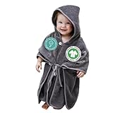 Mabyen Baby Kapuzen Bademantel | Baby Poncho mit Kapuze - aus 100% Bio-Baumwolle - OEKOTEX zertifiziert - Poncho bis 3 Jahre geeignet - Babyhandtuch mit Kapuze - 50x70 cm - dunkelgrau