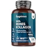 Kollagen Kapseln - 1200mg reines Marine Collagen Typ I und III - Hydrolysierte Fischkollagen Peptide - 120 Kapseln für 2 Monate Vorrat - Alternative zu Pulver - WeightWorld
