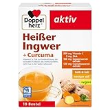 Doppelherz Heißer Ingwer und Curcuma - Vitamin C und Zink zur Unterstützung der normalen Funktion des Immunsystems - heiß und kalt - vegan - 10 Beutel