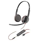 Poly Blackwire 3225 Schnurgebundenes Headset – Noise Cancelling-Mikrofon – Stereo-Design – Verbindung mit PC/Mac/Mobilgeräten über USB-C, USB-A oder 3,5 mm – Kompatibel mit Teams, Zoom
