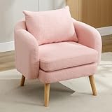 KOMHTOM Rosa Sofa Sessel, Loungesessel mit Polsterung aus Teddystoff Lesesessel für Wohnzimmer Schlafzimmer Balkon (Rosa)