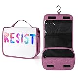 Kulturbeutel mit buntem Wort für Damen, zum Aufhängen, Make-up-Organizer mit Haken für Shampoo