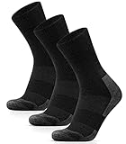 HIYATO Merino Wandersocken Herren & Damen 3 Paar - Gepolstert, 60% Merinowolle Thermosocken, Wintersocken - für Trekking, Outdoor und Sport (43-46, 3 Paar | Schwarz)