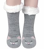 Blu Ninfee Hüttensocken Kuschelsocken Damen 39-42, Wintersocken Stoppersocken Thermosocken Flauschige Socken, Gefütterte Haussocken Rutschsichere Bettsocken für Frauen und Mädchen