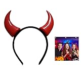 Teufelshörner Haarreif,Teufelsohren Teufel,Vampir Teufelsohren Devil Ears für Kostüm Party,Kopfbedeckung Mottoparty Halloween Fasching Party & Karneval (Rot)