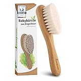 lampox Babyhaarbürste extra weich, Baby Erstausstattung Neugeborene mit weichen Ziegenhaaren, Milchschorf, Baby Haarbürste, Baby Pflegeset, Baby Geschenk, Kopfhautpflege, Kleinkinder, Babyzubehör