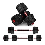 wuuhoo® Kurzhantelset Arni, 2er Set Hantel 27mm, Kurzhantel & Langhantel mit Gewichten 10kg bis 40kg, extra lange Verbindungsstange - Fitnessgerät aus Kunststoff für Zuhause 30 kg (schwarz)