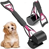 XFLYP Hundekotschaufel, 45cm Faltbarer Haustier Hund Hundekotgreifer Tragbare mit langem Griff, Haustier Schmutz Picker Pick Up für Rasen im Freien Gras und Kies für Hunde und Katzen(Rosa)