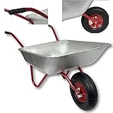 Schubkarre 120L gehäufte Füllung Bauschubkarre Schiebkarre bis 100kg Gartenkarre verzinkt Luftrad Metallfelge Arbeitskarre