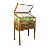 Greenspot - Hochbeet Balkon mit Haube - Hochbeet mit Frühbeetaufsatz - 80x45x120cm - aus Holz - Terrasse Minigewächshaus, Frühbeetkasten mit Deckel, Kräuterbeet - Vintage Palisanderbraun