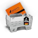 SKOTTI Mini, Holzkohlegrill, Campinggrill Holzkohle klappbar, Ideal für Camping, Balkon, Festivals oder Survival, Campingkocher für Holz, als Hobo Kocher und Survival Kocher nutzbar Solo Camping Stove