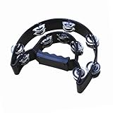 Tamburine für Erwachsene, Handheld Tambourin Tambourin Handheld Percussion Drum Pandereta Party (BLACK)