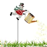 Generico Solar-Gießkanne in Form einer Teekanne mit Schneemann – wasserdichte Beleuchtung für den Außenbereich | für Innenhof Terrasse Garten hinten Veranda Rasen Außenbereich