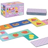boppi Domino-Set, Bilderspiel für Kleinkinder – Buntes Domino Spiel ​​mit Lebensmittel Motiven, Pädagogisches Spielzeug Domino für Kinder – Spiele für Kinder ab 3 Jahren