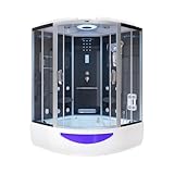 Home Deluxe - Dampfdusche EXCLUSIVE - Schwarz, Maße: 150 x 150 x 220 cm - inkl. Radio, Regendusche und komplettem Zubehör I Dampfsauna, Badewanne, Whirlpool, Dusche