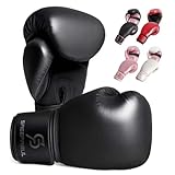 SAEEPABUL Essential S200 Boxhandschuhe für Männer und Frauen, geeignet für Boxen, Kickboxen, Mixed Martial Arts, Maui Thai, MMA, schwere Tasche, Kampftraining, Schwarz, 400 g