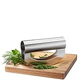 GEFU Wiegemesser-Set VIAVO mit Doppelklinge & Akazienholzbrett | Ergonomisches Kräutermesser & passendes Schneidebrett | Spülmaschinengeeignet