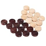 MEELYHOME 24Pcs Draughts Pieces Draughts Checker Backgammon Pieces Board Game Backgammon Chess Stackable Wood Checker Pieces