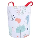 OUNONA Faltbarer Wäschekorb aus Oxford Vielseitiger Wäschekorb mit Griff für Kleidung und Praktischer Aufbewahrungskorb für Zuhause Bad und Reisen mit Blumenmuster Komprimierte Verpackung