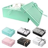 TAIXING 2025 Neu Geschenkbox Mit Deckel, 25 x 18 x 8,5 cm, Mit Schleifen, Raffia, Grußkarten, Set für Hochzeit, Geburtstag, Valentinstag, Weihnachten