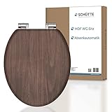 SCHÜTTE WC-Sitz DARKWOOD mit Absenkautomatik aus Holz, hochwertiger Toilettendeckel mit 175kg Belastbarkeit, Toilettensitz mit Brille, Klodeckel für WC, MDF Holzkern Klobrille mit Motiv