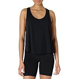 Amazon Essentials Damen Active Soft Cotton Leichtes Yoga-Workout-Tanktop mit Weitem Armausschnitt und Racerback, Relaxed Fit, Schwarz, M