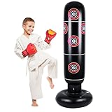 CEMIRK Boxsack Kinder Stehend mit Handschuhen – 168cm Aufblasbarer Boxsack für Kinder von 3–12 Jahren, PVC Punching Bag für Indoor & Outdoor Training, Stressabbau & Geschenkidee