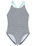 Schiesser Mädchen Aqua Kids Girls-Größe 92 bis 140 Badeanzug, White&Stripes_182733, 104 cm