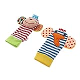 HAWILLOSCH 2Stücke Kreatives Junge Mädchen Rasselspielzeug Weiche Rasselsocken mit Elefant und Sensorisches für Junge Mädchen Sicheres und Hautfreundliches Design Kinderwagen